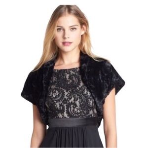 White House Black Market Luxe Black Fur Bolero